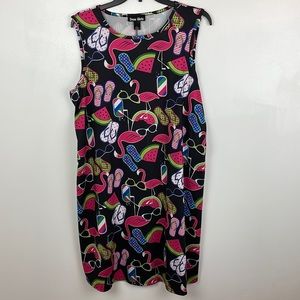 Very Colorful Dress Works Summer Dress Size Large Color Black, Pink, Blue, Green